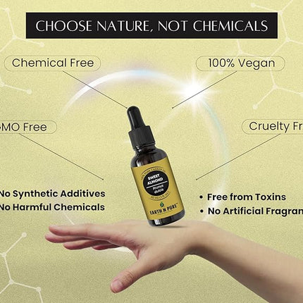 EARTH N PURE Sweet Almond Oil (Badam Oil) Cold Pressed, Therapeutic Grade for Body, Skin, Hair 100 ml