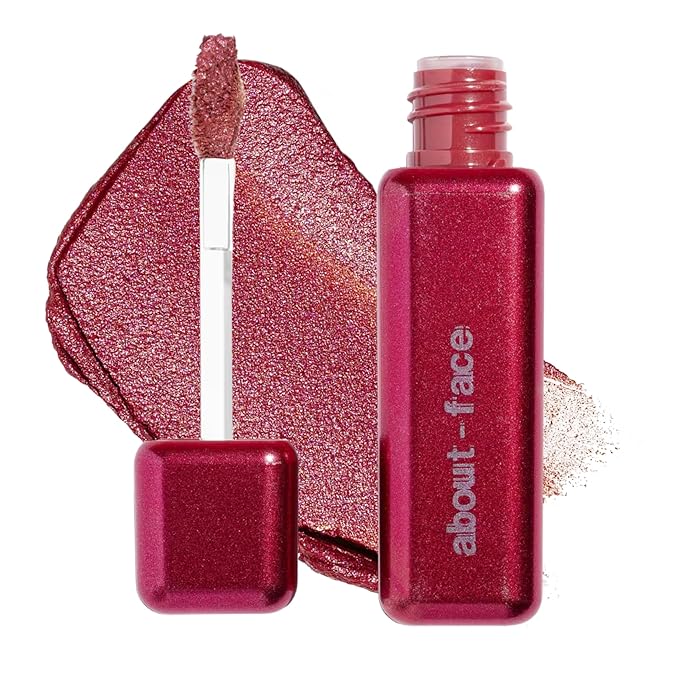 aboutface Fractal Glitter Eye Paint Cherie – Smudge-Proof, Long-Lasting Liquid Eyeshadow – Intense Sparkle with Mousse Texture – Vegan, Cruelty-Free – 0.13 oz (Hot Pink Red)