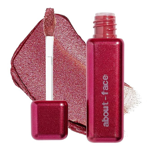 aboutface Fractal Glitter Eye Paint Cherie – Smudge-Proof, Long-Lasting Liquid Eyeshadow – Intense Sparkle with Mousse Texture – Vegan, Cruelty-Free – 0.13 oz (Hot Pink Red)
