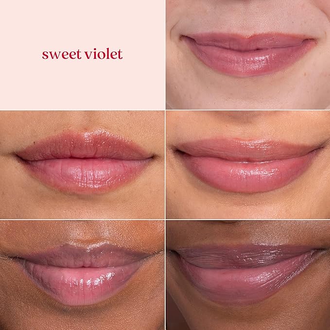 Burt's Bees Lip Tint Balm with Long Lasting 2 in 1 Duo Tinted Balm Formula, Color Infused with Deeply Hydrating Shea Butter for a Natural Looking Buildable Finish, Sweet Violet (2-Pack)