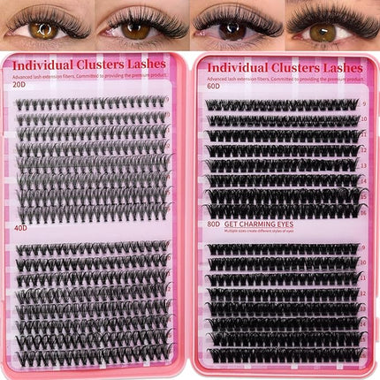 Lash Clusters 4 Style DIY Lashes Clusters Eyelash Clusters False Eyelashes Cluster Eyelash Extensions Wispy Lash Clusters Pestañas Postizas Naturales Soft Cluster Lashes(640pcs 20D+40D+60D+80D,9-16mm)
