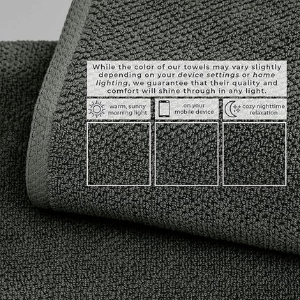 Great Bay Home 100% Cotton 12-Pack 13x13 Wash Cloth - Absorbent, Quick-Drying, Durable Face Towels for Bathroom Decor - Low-Twist, Two-Ply Fibers (Midnight)