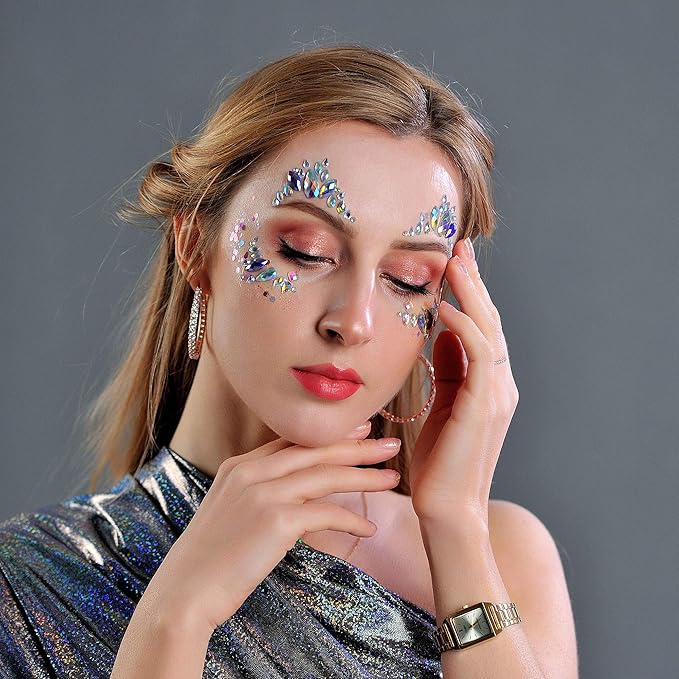 6Sets Festival Face Jewels stickers Body jewels stickers Glitter Rave Face Gems Rhinestones – Eye Body Gems | Rhinestone Stickers | Body Glitter Festival Rave & Party Accessories colorful