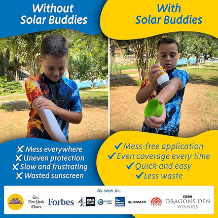 Solar Buddies Sunscreen Applicator - Pink Pack of 2 - BPA-Free Refillable Roll on Sponge Sunscreen, Suncream & Lotion Applicator For Kids, Adults & Families - Holds 3.4fl oz, Perfect Size for Travel
