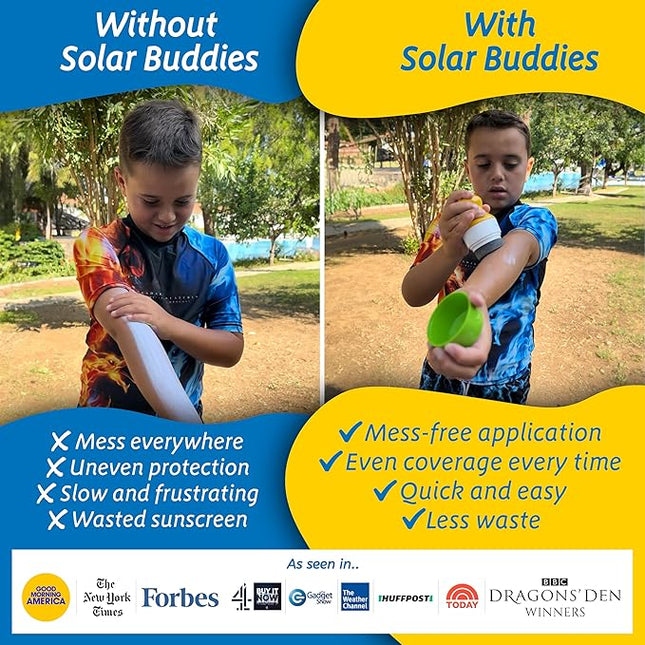 Solar Buddies Sunscreen Applicator - Pink Pack of 2 - BPA-Free Refillable Roll on Sponge Sunscreen, Suncream & Lotion Applicator For Kids, Adults & Families - Holds 3.4fl oz, Perfect Size for Travel