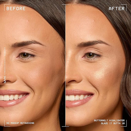 NYX PROFESSIONAL MAKEUP Buttermelt Highlighter, Powder Highlighter Makeup, With Up to 12H Wear and High Impact Glow - 10 Glaze It Butta (Light Bronze)
