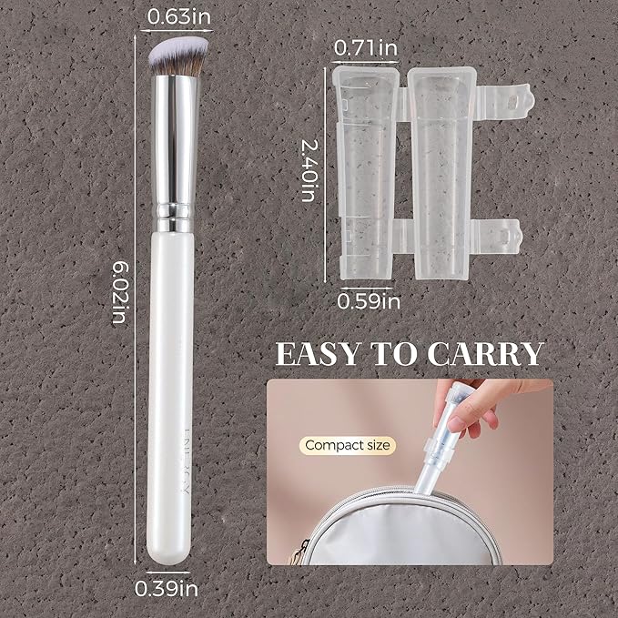 ENERGY Concealer Brush,Professional Under Eye Makeup Small Founation Angled Precision Face Blending Brush with Liquid Cream Powder for Dark Circles,Nose Contour,Eyeshadow Applicator White