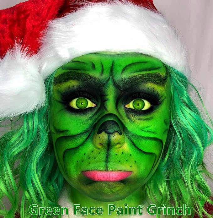 Go Ho Dark Green Face Body Paint Stick,Water Based Washable Green Face Paint Stick,Full-coverage Cream Green Body Paint for Halloween Cosplay SFX Witch Hulk Makeup,St Patricks Day Accessories