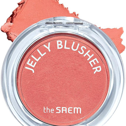 THESAEM Jelly Blusher - OR01 Dazzling Orange Coral with Shimmer - Korean Watercolor Blush Cushion Velvet Finish - Long-Lasting Vibrant Cheek Color with Smooth Blending Formula, 0.21oz