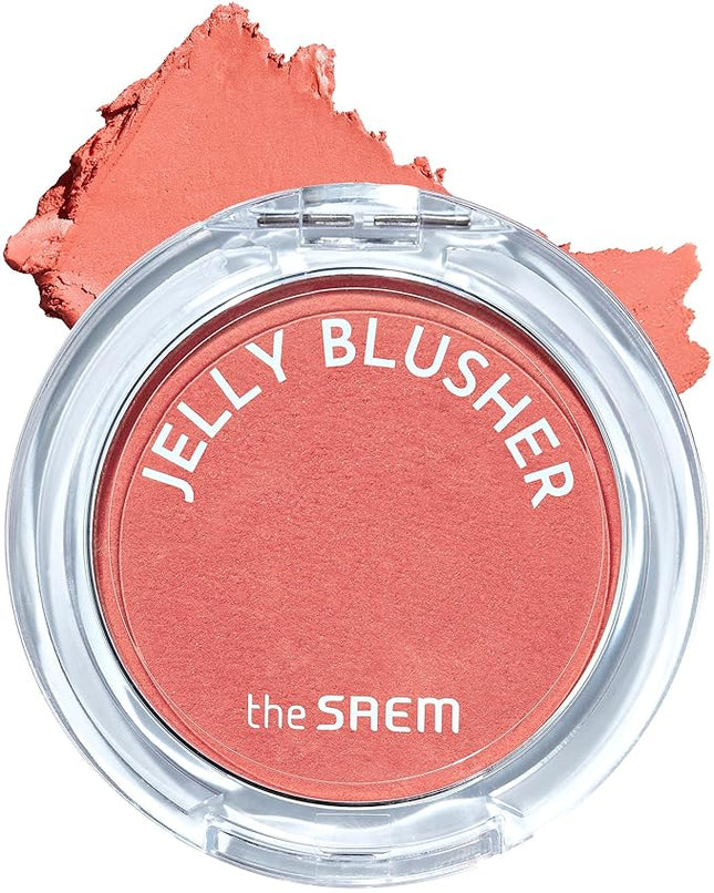 THESAEM Jelly Blusher - OR01 Dazzling Orange Coral with Shimmer - Korean Watercolor Blush Cushion Velvet Finish - Long-Lasting Vibrant Cheek Color with Smooth Blending Formula, 0.21oz
