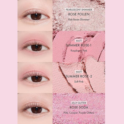 Amuse SEOUL Eye Color Palette 02 COOL ROSE | rose tones | Soft shading, makeup variety of textures, sensuous, vibrant layering, cruelty-free, eco-friendly, vegan, korean