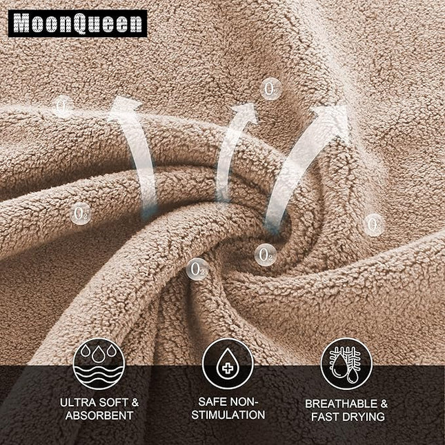 MOONQUEEN Ultra Soft Premium Washcloths Set - 12 x 12 inches - 72 Pack - Quick Drying - Highly Absorbent Coral Velvet Bathroom Wash Clothes (Brown)