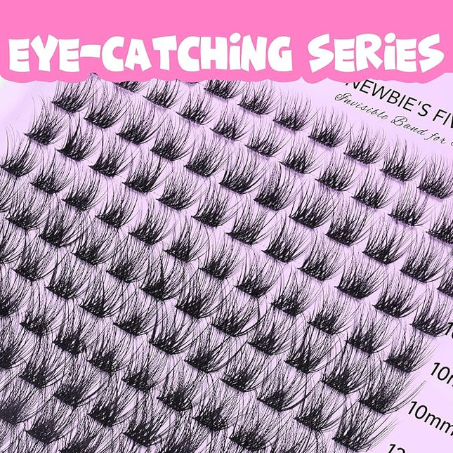 VEYESBEAUTY Lash Clusters Individual Eyelash Extensions Thin & Invisible Band DIY False Eyelashes for Self-application Newbie's Five-Second Series Wispy Lash Tray, Siren 8-16mm Mixed Length