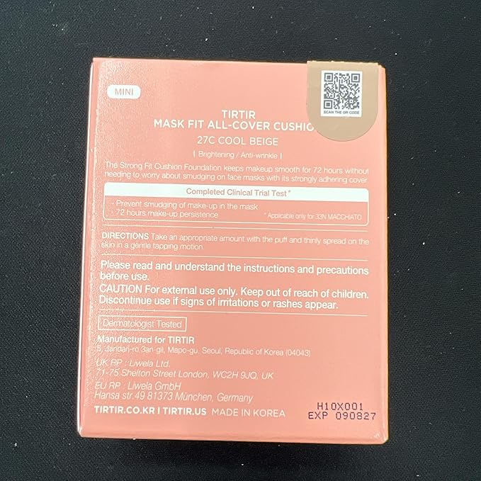 [*Mini Size*] TIRTIR All Cover Pink Cushion | Korean Cushion Foundation, (#27C Cool Beige, 0.15 Fl Oz)