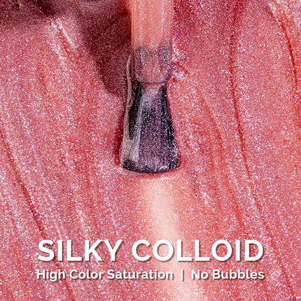 MelodySusie Pink Shimmer Gel Nail Polish,0.5fl oz Soak Off UV LED Pink Glitter Gel Polish Gift for Women Nail Art Manicure Salon DIY Nail Design Decoration at Home-1754