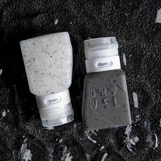 Gravel Travel Bottles 3oz (2-Pack) – Leakproof, BPA-Free, TSA Approved with Label System (Clear & Gray)