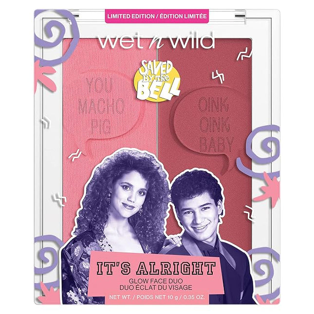 wet n wild Saved By The Bell Highlighter & Illuminator Glow Face Duo, Buttery Soft Shimmer Powder, Buildable & Blendable Radiance, Infused with Micro-Fine Pearls, Cruelty-Free – It's Alright