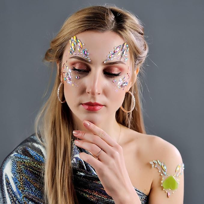 6Sets Festival Face Jewels stickers Body jewels stickers Glitter Rave Face Gems Rhinestones – Eye Body Gems | Rhinestone Stickers | Body Glitter Festival Rave & Party Accessories colorful