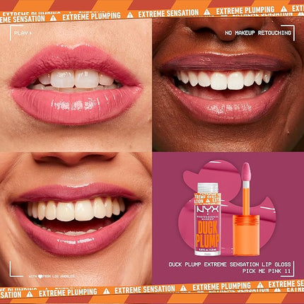 NYX PROFESSIONAL MAKEUP Duck Plump High Pigment Plumping Lip Gloss with Spicy Ginger, Vegan Lip Makeup - Pick Me Pink (Soft Rose Pink)