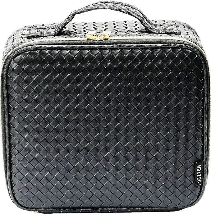 Travel Makeup Train MAKE UP Case Makeup Cosmetic Case Organizer Portable Artist Storage Bag with Adjustable Dividers for Cosmetics Makeup Brushes (COLOR BLACK)