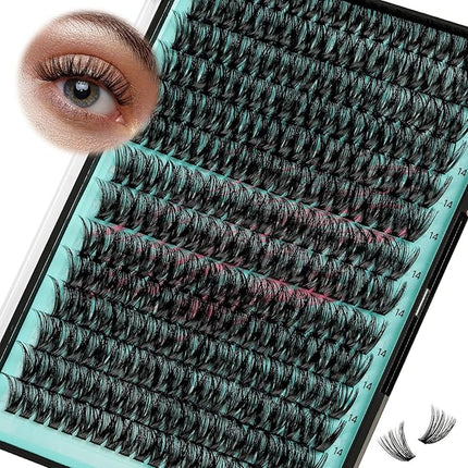 Lash Clusters Wispy 280PCS Eyelash Extension 50D Cluster Lashes Individual Lashes DIY Lash Extension Natural Look Cluster Eyelash Extensions Soft False Eyelashes at Home for Beginners(14mm)