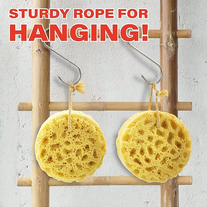 myHomeBody Bath Sponge, Foam Loofah, Body Scrubber for Bathing, Exfoliating Shower Pouf for Shower - Large Size, Lots of Lather, Round, 3 Pack