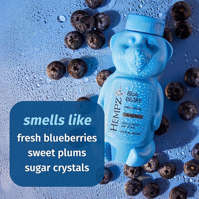 Hempz Limited Edition Bluebeary Body Moisturizer, Hydrating and Nourishing Lotion, Cute Fall Bear, Giftable for Women and Teens, 11.7 oz.