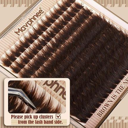 Brown Lash Clutsers Wispy Cluster Eyelash Extensions Fluffy Individual Lashes Natural Cluster Lashes Dark Brown Lash Extensions Fairy Lash Spikes Extension Soft Vibe Look (144Pcs CC Curve 10-16MM)