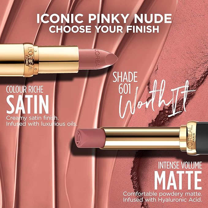 L'Oreal Paris Colour Riche Satin Lipstick for Moisturized Lips,Lip Makeup with Argan Oil and Vitamin E,Worth It Medium,0.13 Oz