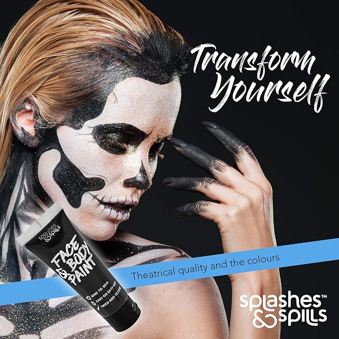 Face and Body Paint Cream, 30ml - Pretend Costume and Dress Up Makeup by Splashes & Spills (Black)