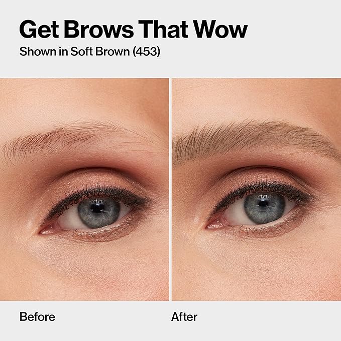 Revlon ColorStay Micro Eyebrow Pencil with Built In Spoolie Brush, Infused with Argan and Marula Oil, Waterproof, Smudgeproof, 453 Soft Brown, 0.003 oz