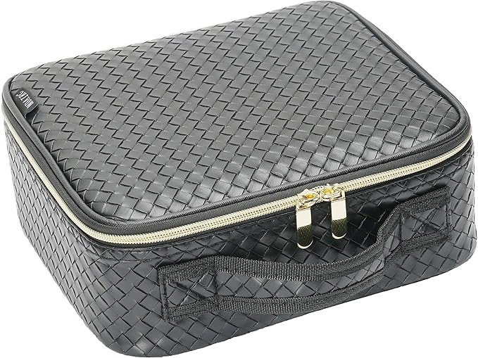 Travel Makeup Train MAKE UP Case Makeup Cosmetic Case Organizer Portable Artist Storage Bag with Adjustable Dividers for Cosmetics Makeup Brushes (COLOR BLACK)