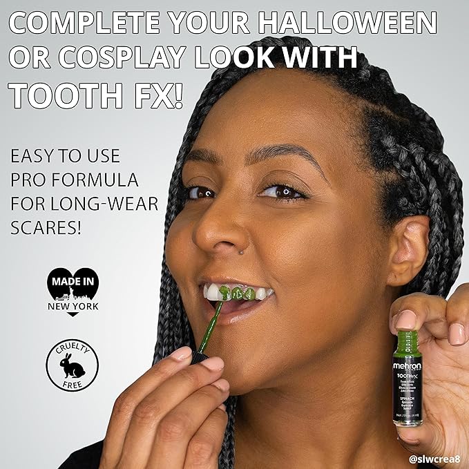 Mehron Makeup Tooth FX Black | Temporary Black Tooth Paint | Perfect for Creating Black Out Teeth Makeup, Rotten & Missing Teeth | SFX for Halloween, Cosplay, & Theater .125 oz (4 ml)