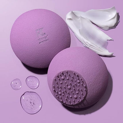 Real Techniques Miracle Skincare Sponge, Beauty Sponge Infused with Vegan Collagen, Reusable for Facial Serums & Moisturizers, Purple, Vegan & Cruelty Free, 2 Count