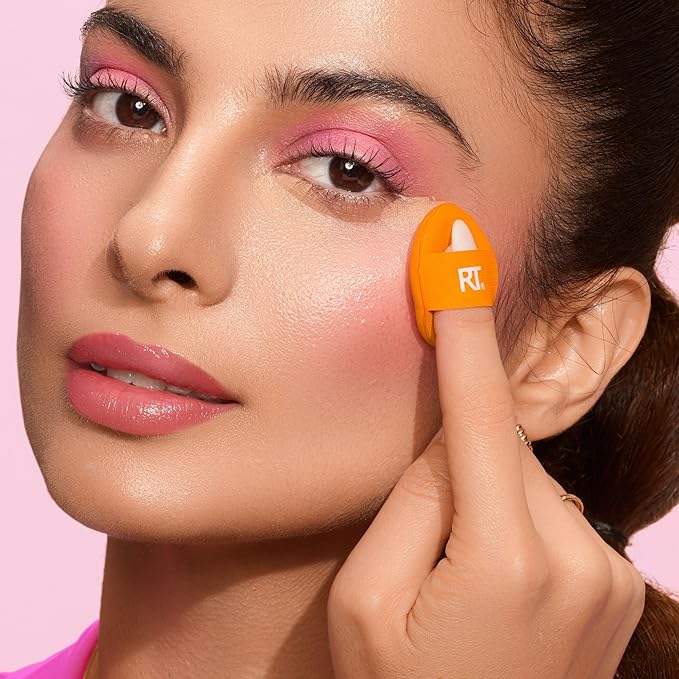 Real Techniques Vivid Escape Bright Eyes Concealer 4 Piece Set, Includes Kitten Paw Makeup Brush, Powder Puff, & Concealer Makeup Blending Sponge, Targeted Concealing, Travel Friendly, Cruelty-Free