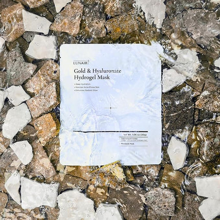 Lunair Gold Collagen & Hyaluronate Hydrogel Face Mask with Microhole Technology – Firming, Hydrating & Glowing Korean Sheet Mask for Radiant Glass Skin | Deep Moisture & Elasticity Boost (5 Sheets)