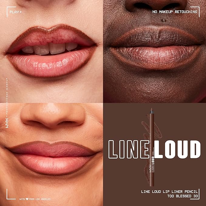 NYX PROFESSIONAL MAKEUP Line Loud Lip Liner, Longwear and Pigmented Lip Pencil with Jojoba Oil & Vitamin E - Too Blessed