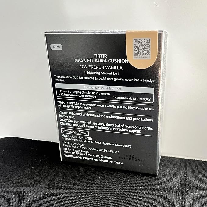 [*Mini Size*] TIRTIR Aura Glow Silver Cushion | Korean Cushion Foundation, (#17W French Vanilla, 0.15 Fl Oz)