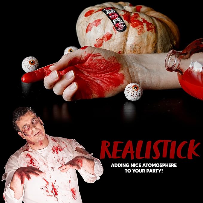 Spooktacular Creations 16 Pcs Halloween Family Makeup Kit Face Body Paint with Liquid Blood Gel, Fake Blood and More Easy On Makeup Set for Zombie Costume Cosplay Halloween Party Supplies