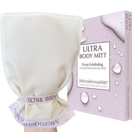 MicrodermaMitt ULTRA Exfoliating Mitt - The Ultimate Deep Exfoliating Body Scrubber Kese Glove – Keratosis Pilaris, Strawberry Skin Treatment, Reduce Ingrown Hair, Turkish Body Scrubber Exfoliator