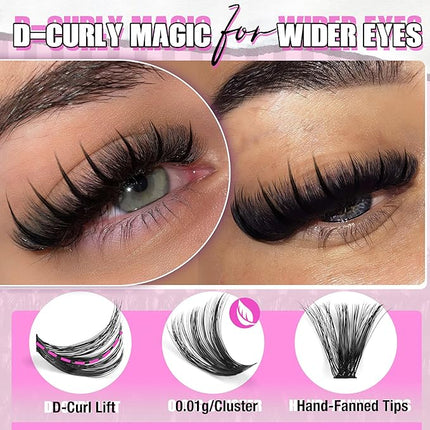 Lash Clusters with Spikes Russian Lash Extensions Spiky Individual Eyelashes 100D 120D Volume Cluster Eyelash Extensions 224 Pcs D-Curly Cluster Lashes Hybrid Eyelash Cluster by Mavphnee (12-19MM)