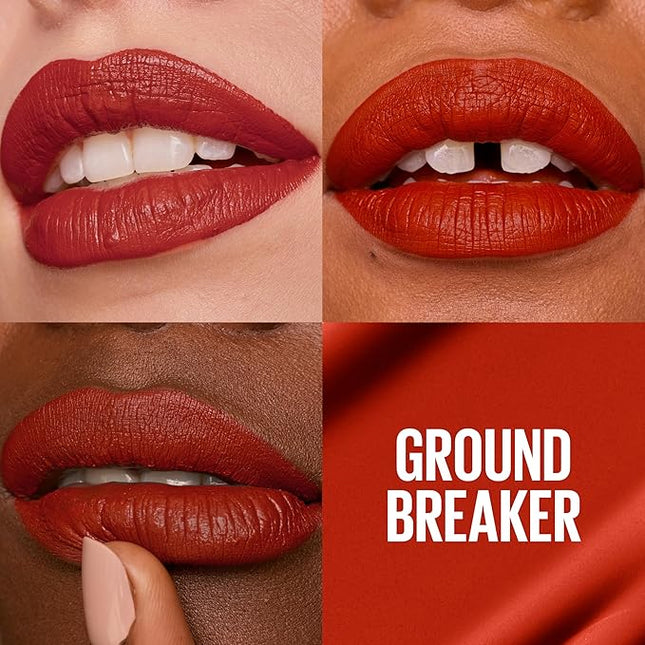 Maybelline Super Stay Matte Ink Liquid Lipstick Makeup, Long Lasting High Impact Color, Up to 16H Wear, Ground-Breaker, Maple Leaf Red, 1 Count, Packaging May Vary