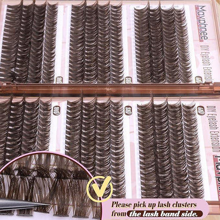 Brown Lash Extensions D-Curly Eyelash Extensions 480Pcs Volume Lash Clusters Dark Brown Cluster Eyelash Extensions Wispy Clusters Individual Lashes Thick Cluster Lashes (60D 80D 100D Mixed, 10-16MM)