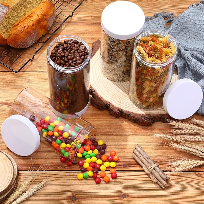 Patelai 4 Pieces Round Wide-mouth Leak Proof Plastic Container Jars with Lids for Travel Storage Makeup Beauty Products Face Creams Oils Salves Ointments DIY Making(32 Ounce,White)