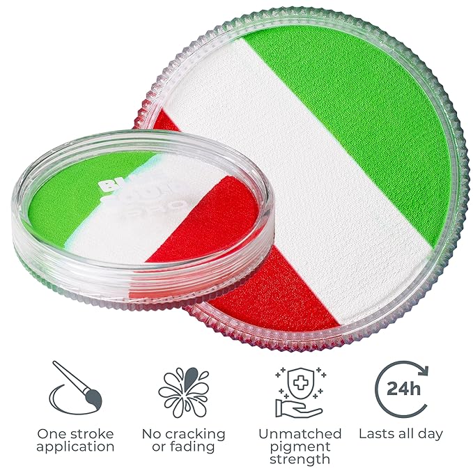 Blue Squid Face Paint Water Based Single Cake Professional Face & Body Paint - Water Activated, Kids Adults Face Painting for Costume, Halloween Makeup, Cosplay - Green, White, Red Face Paint 30g