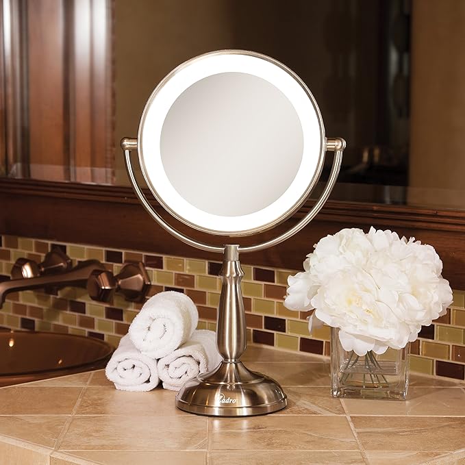 Zadro 11" Makeup Mirror with Lights and Magnification Dimmable Touch LED Lighted Makeup Mirror with Magnification
