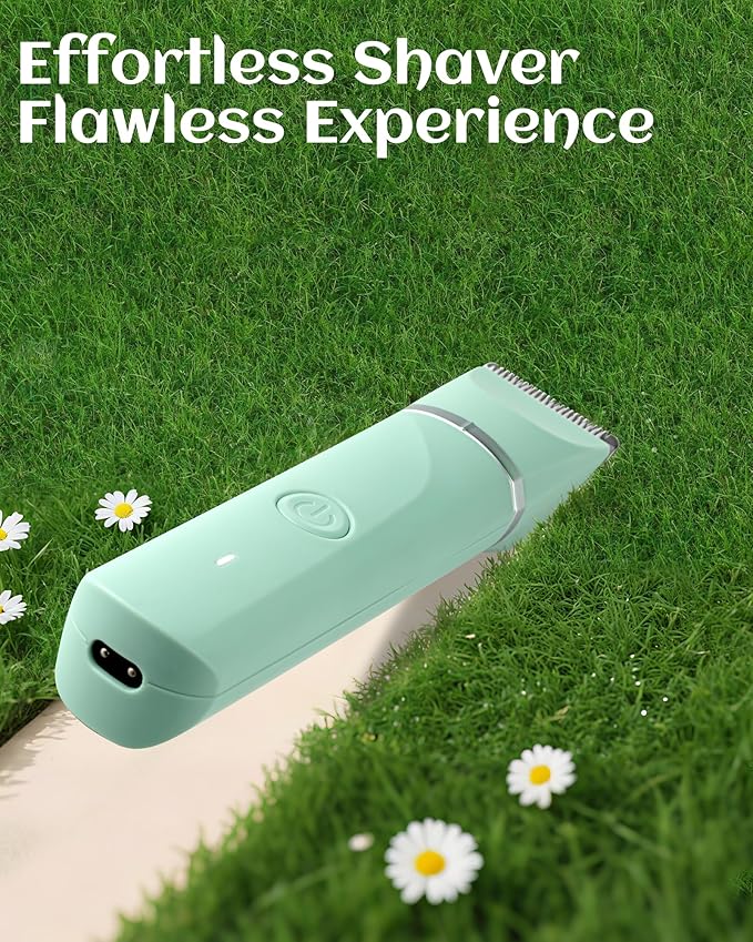 Waterproof Bikini Trimmer Women Electric Razor for Pubic Hair Women's Foil Shaver Rechargeable Shaver Removal with Snap-in Ceramic Blades IP7X Washable Head,Wet and Dry Use,Green