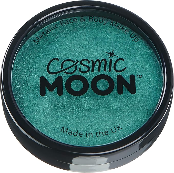 Cosmic Moon Metallic Pro Face & Body Paint Cake Pots Green - Professional Water Based Face Paint Makeup for Adults, Kids - 1.26oz