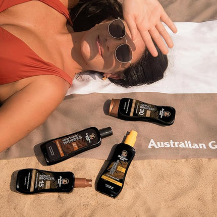 Australian Gold Spray Gel Sunscreen with Instant Bronzer SPF 15, 8 Ounce | Moisturize & Hydrate Skin | Broad Spectrum | Water Resistant | Non-Greasy SPF 15 8 Fl Oz (Pack of 1)