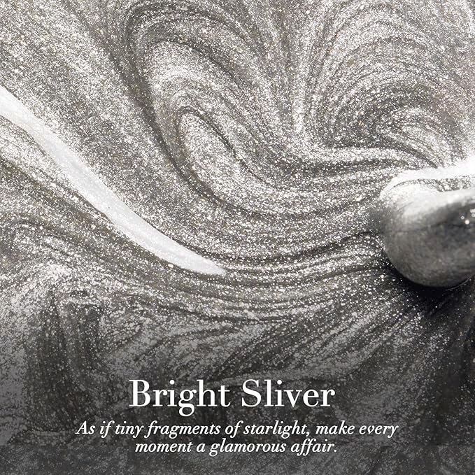 AZUREBEAUTY Silver Glitter Nail Polish Metallic Fast Drying Natural Shine Nail Lacquer Fingernail Polish Salon-Quality for Women 10ml